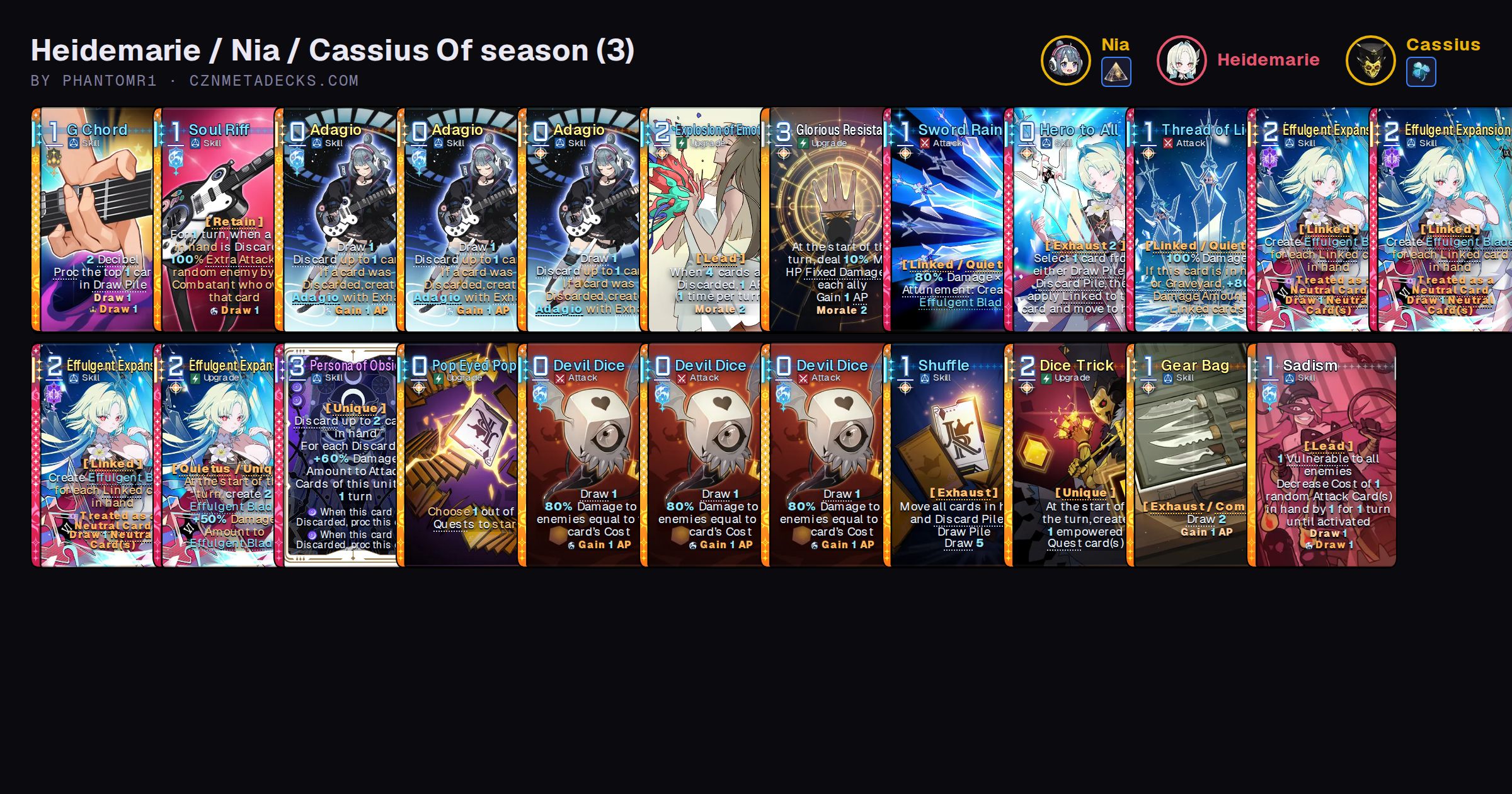 Heidemarie / Nia / Cassius Of season (3) | CZN Meta Decks